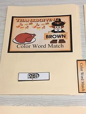 Thanksgiving - File Folder Game - Activity Set - Color Words Match