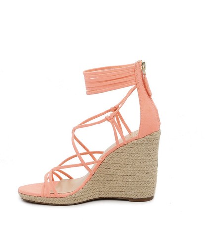 JLO Jennifer Lopez Shoes Coral Faux Suede - CALLIE ESPADRILLE WEDGE SANDAL Heels - Picture 4 of 9