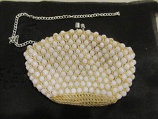 Beaded Coin Purse chain vintage white pre owned