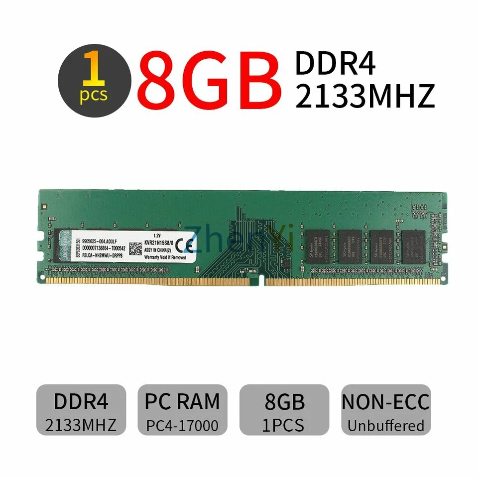 16GB 8GB 4GB DDR4 2133MHz KVR21N15S8/8 PC4 DIMM Desktop Memory SDRAM Kingston BT - Image 3 of 4