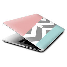 Skin Decals Wrap for MacBook Pro Retina 13" - Pink Teal Gray Chevron pattern