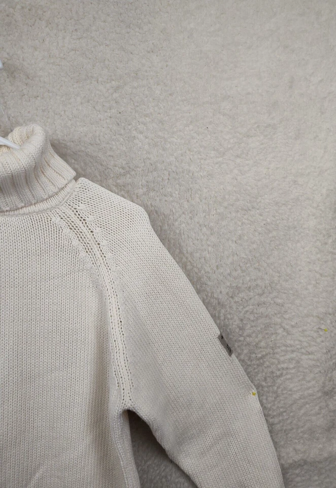 Calvin Klein Women Sweater Medium Cream 100% Cotton Long Sleeve Knit Pullover - Image 3 of 4