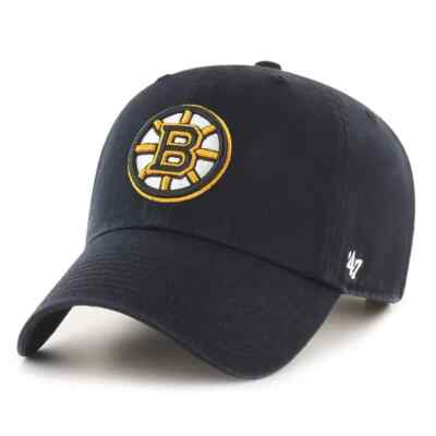 '47 Boston Bruins Brand Black Clean Up Adjustable Dad Hat