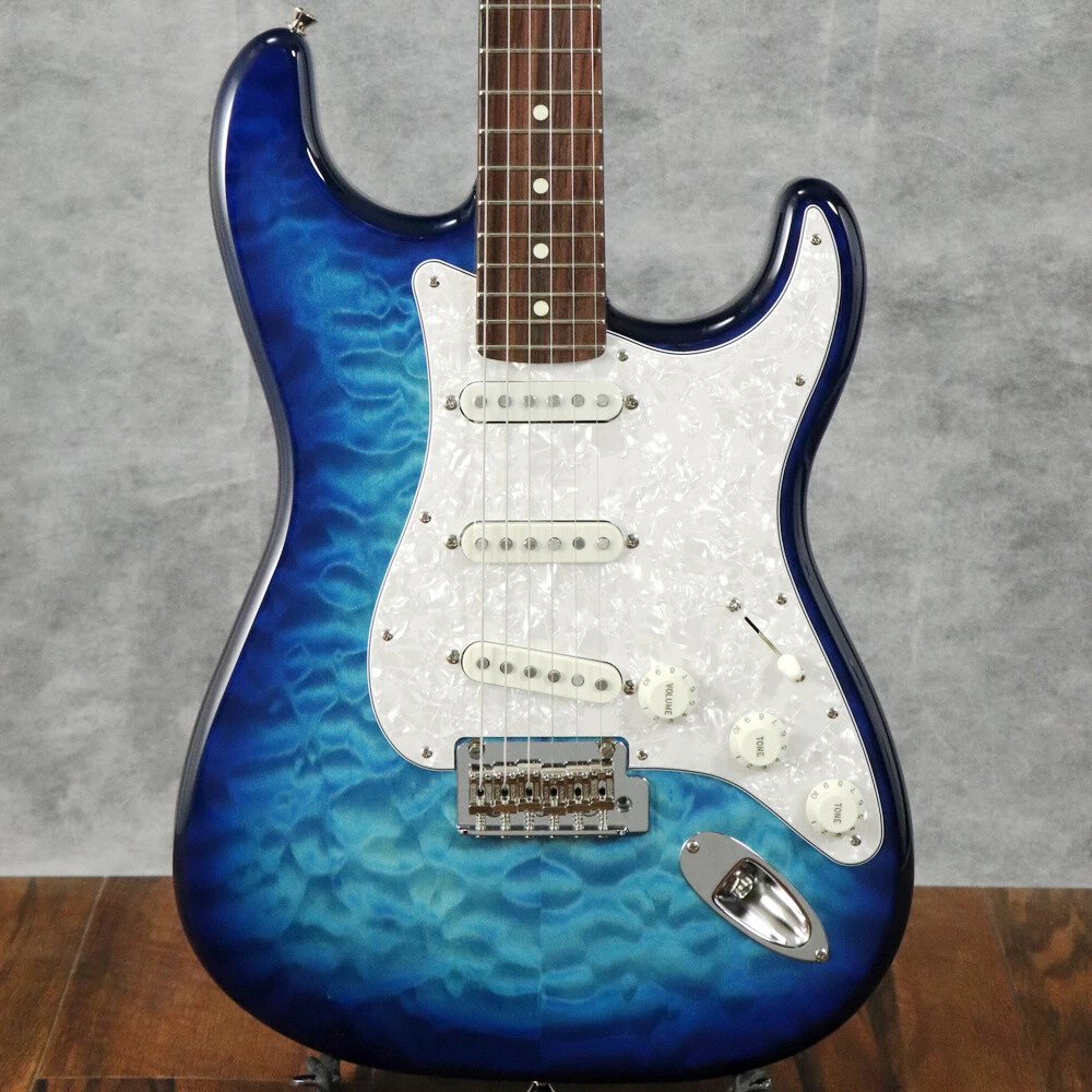Fender MIJ FSR Hybrid II Stratocaster Transparent Blue Burst with Gig bag