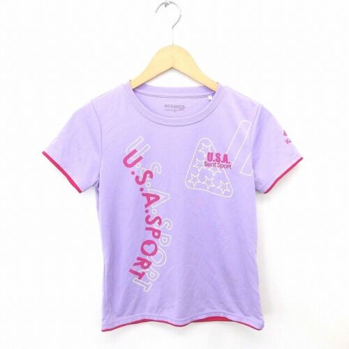 Kaepa T-Shirt Cut And Sew Round Neck English Print Short Sleeve M Purple /Tt24 W - Picture 1 of 7