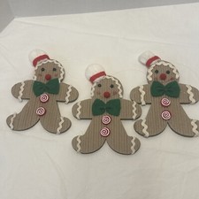 Shatterproof Set of 3 Gingerbread Men Ornaments 6.5"