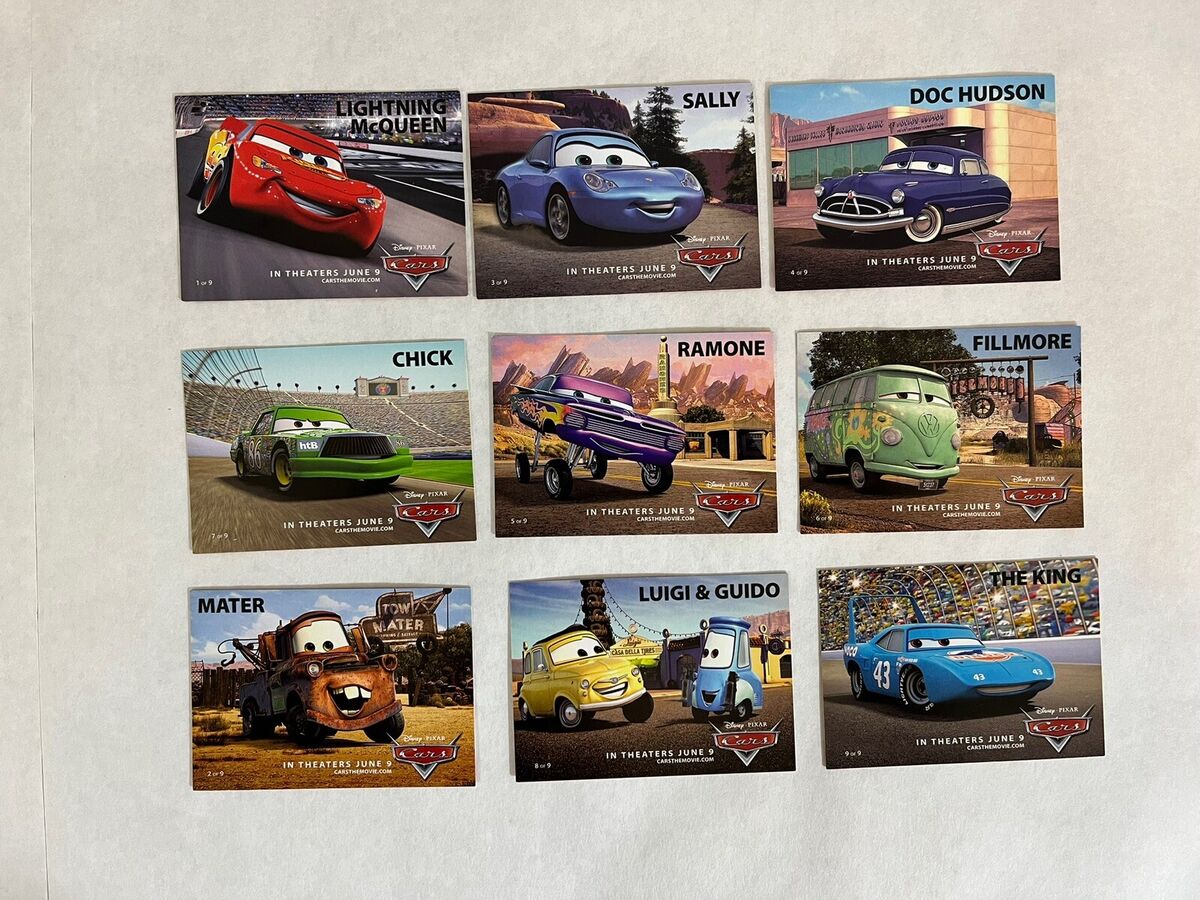 2006 Disney Pixar Cars Movie Promo Trading Cards Set Of 9 2006 Disney Pixar Cars Movie Promo Trading Cards Set Of 9