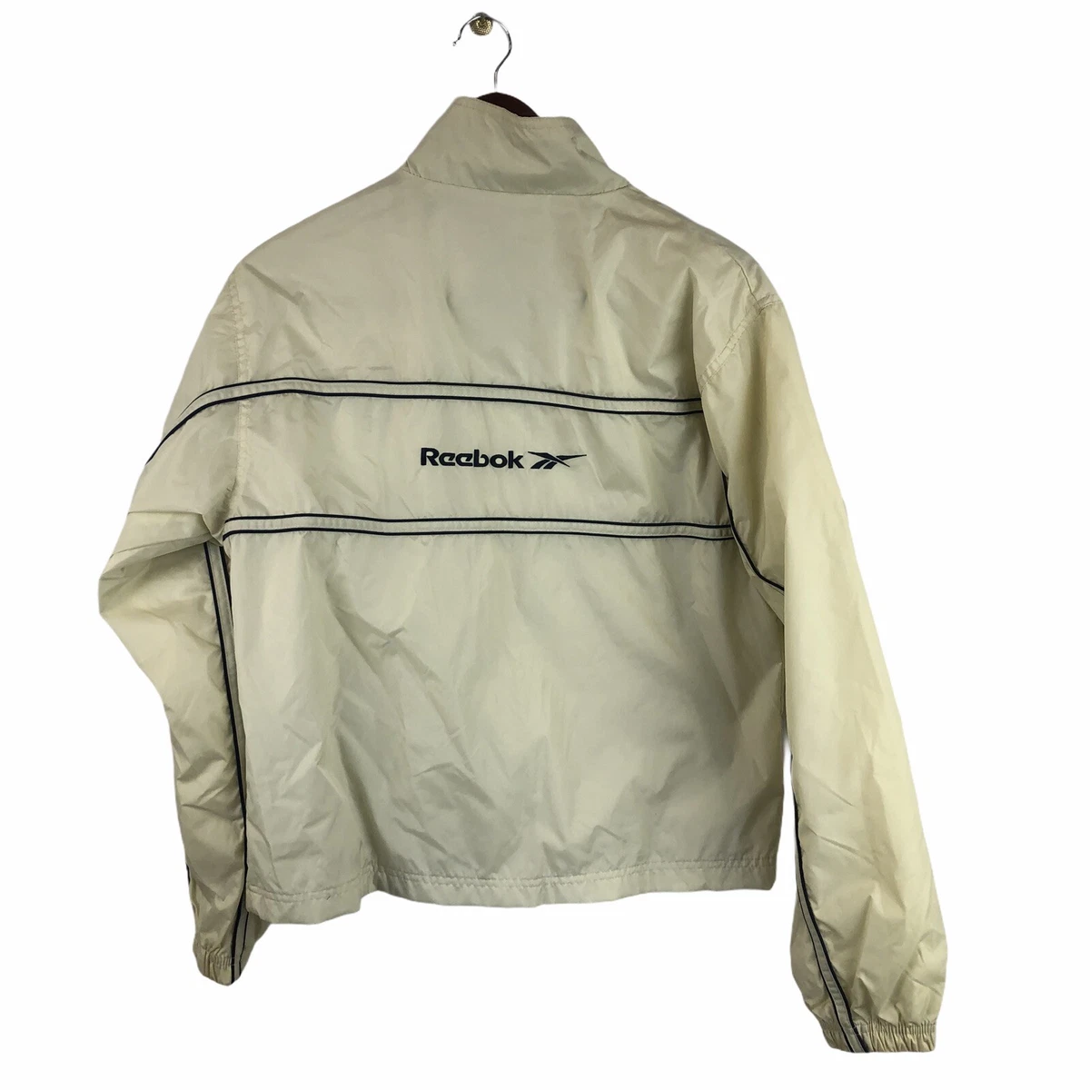 elevación sí mismo Volcán Reebok Vintage 90s Zip Windbreaker Jacket Women's Cream Off White M | eBay