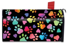 Rainbow Pawprints Magnetic Mailbox Cover Dog Cat Pet Bereavement Standard
