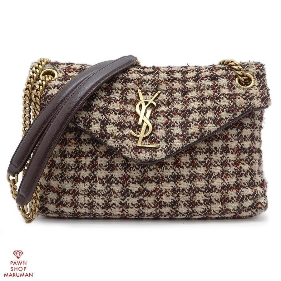 Borsa a tracolla piccola Saint Laurent Paris Lulu Puffer 577476 pelle tweed GIAPPONE