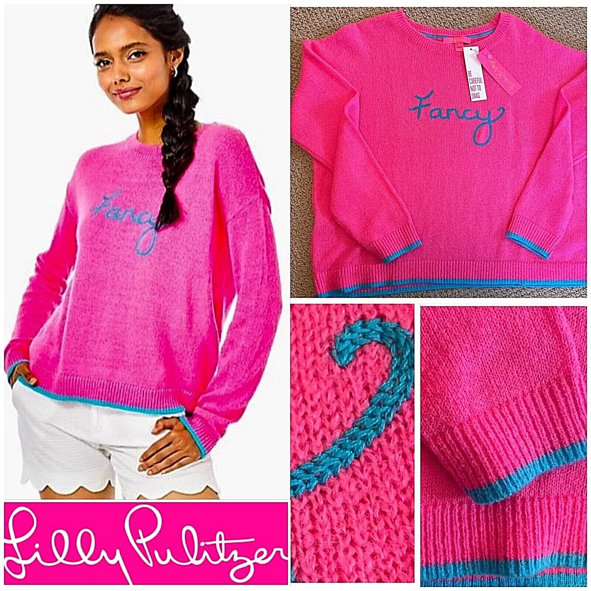 NWT Lilly Pulitzer Charlton FANCY Sweater XL/XXL in Pink Topaz