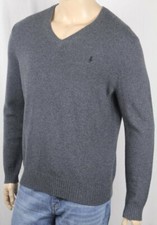 Polo Ralph Lauren Grey Wool Cashmere V Neck Sweater Black Pony NWT 125