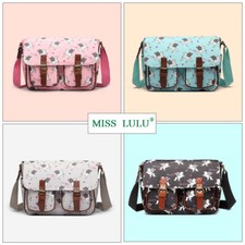 Large Ladies Oilcloth Unicorn Satchel School Shoulder Messenger Crossbody Bag