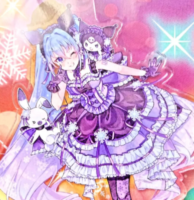 Snow Hatsune Miku Kuromi Sanrio Collab Gotochi Keychain N 2025