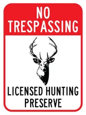 No Trespassing - Licensed Hunting Preserve