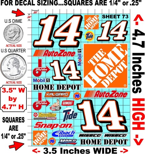 CLEAR VINYL Sticker Sheet 73 Sponsor Decal 1/24-1/16 Scale DIE CUT -PEEL & STICK - Picture 2 of 8