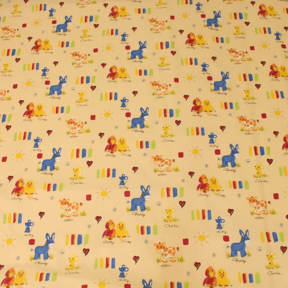 Kinder Stoff Baby Tiere Kuh Maus Esel Meterware Baumwolle Kinderzimmer Deko - Bild 3 von 4