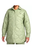 Nike Essential Quilted Green Trench LS Snap Button Women's Coat FB8732-386 Sizes