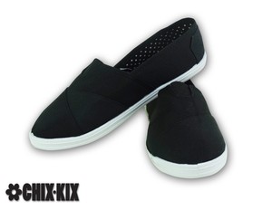 black canvas slip ons