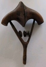 African Ceremonial Noise Shaker Gourds, Wood And Metal Disks Large 13.5"