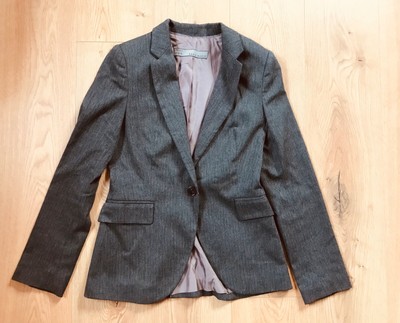 * ZARA Basic* Blazer grau Gr. 36 Size S klassisch Schulterpolster Fischgrät