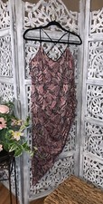 Plus size pretty paisley v neck cross cross halter MIDI dress with ruched side 