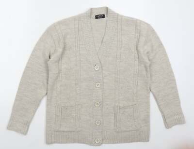 Choice Damen Strickjacke Beige V-Ausschnitt Acrylmischung Größe M