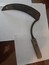 Vintage Hand Sickle  12" Blade Wooden Handle
