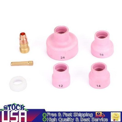7Pcs TIG Welding Torch Stubby Gas Lens Ceramic Cup Kit For WP-17/18/26