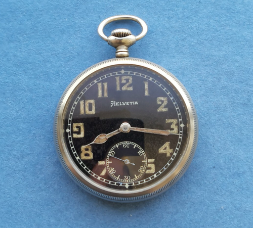 Military Pocket Watch HELVETIA HUBER 32A DH German Army WW2 made in SWISS 1940's