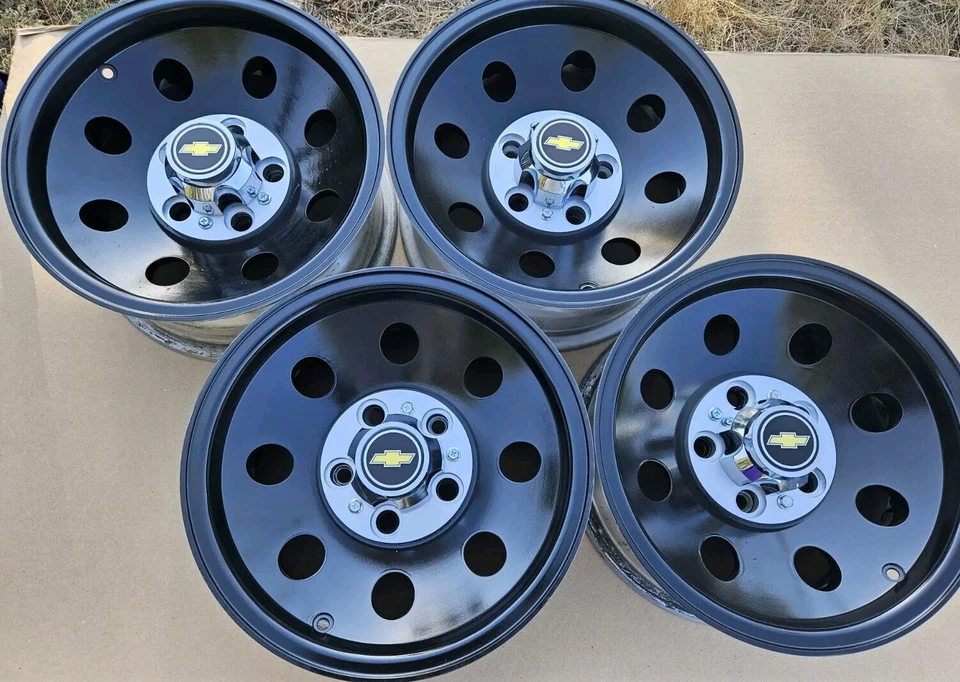 🔥 Set/4 88-98 Chevy Silverado Blazer Tahoe Suburban Black OEM 15" Wheels Rims - Image 4 of 4