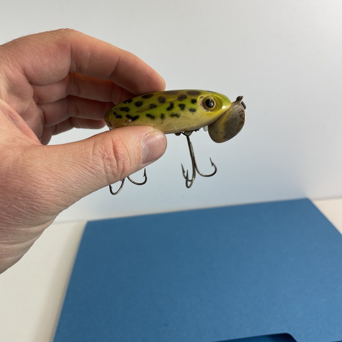 Vintage Fred Arbogast Jitterbug Fishing Lure Akron Ohio Green Frog