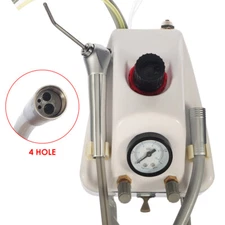 Portable Dental Turbine Unit 3 Way Syringe Work with Air Compressor 4/2 Hole NEW