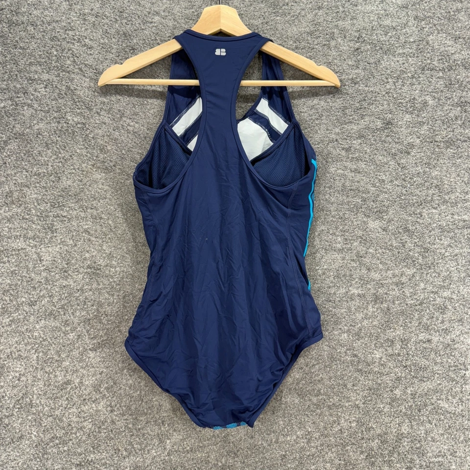 Traje de baño Beach House para mujer M mediano azul a lunares sin mangas cremallera de una pieza Foto 2 de 4