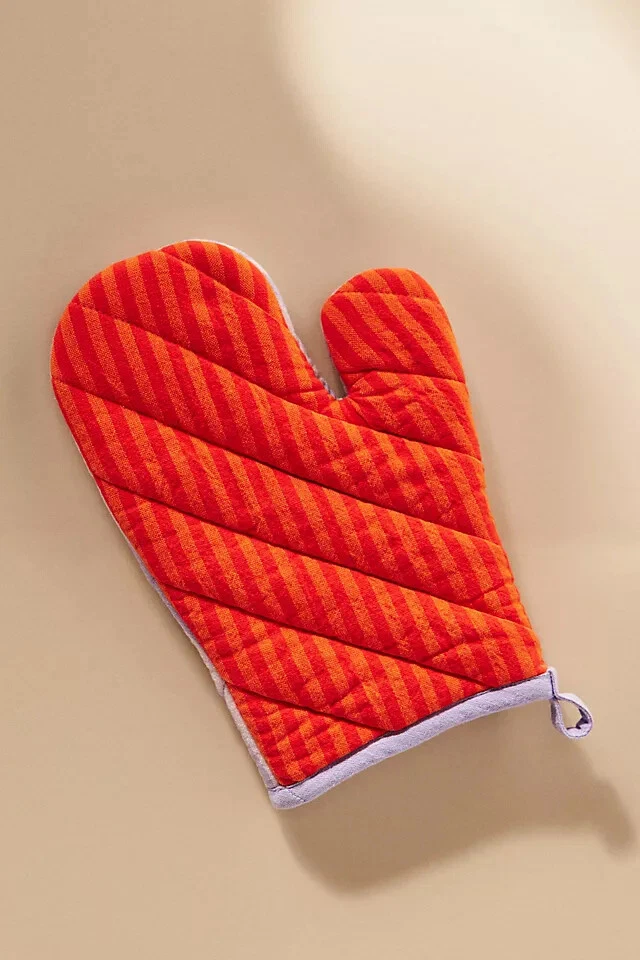 Новый Anthropologie Trudy Полосатый Фартук или Перчатка - Лайм или Сирень - Изображение 4 из 4