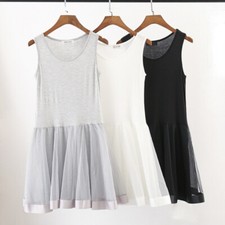 Womens Mesh Layered Tutu Dress Slim Short Camisole Petticoat Slip Underdress