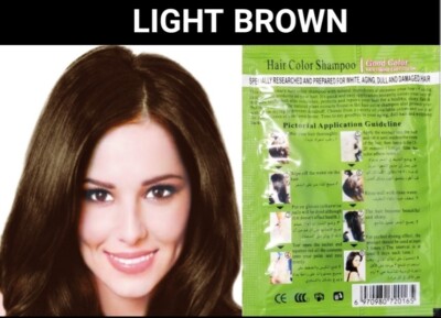 5 Pcs Light brown herbal hair dye shampoo-Color gray hair in minutes
