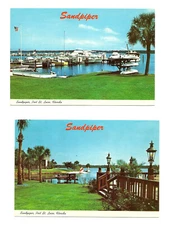 Sandpiper Bay Marina Port St Lucie FL Postcard River Florida 1970s
