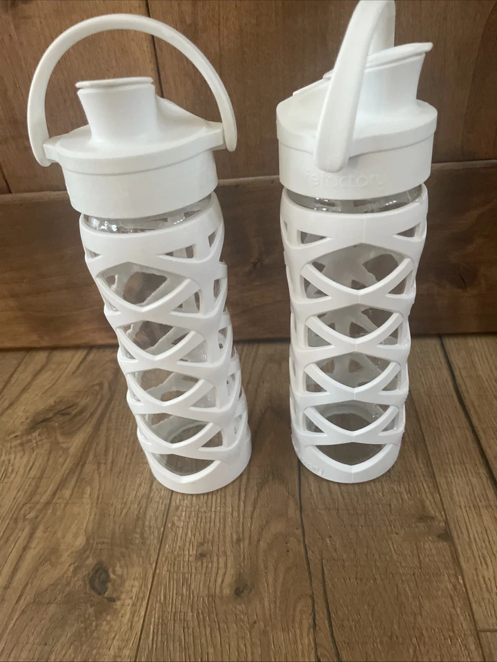 Lifefactory Glass Active White Silicone Water Bottles 16oz Lot USA - Set Of 2 - Image 2 of 4