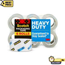 Scotch Heavy-Duty Shipping Packaging Tape Clear 1.88" x 54.6 yds, 6 Rolls Pack