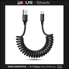 iPhone 16e Car Charger Cable Coiled USB C Cord, OKRAY USB-A to USB-C...