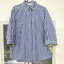 damen bluse langarm kragen blau weiß gestrei...