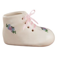 Porcelain Baby Bootie Heirloom  Pink Girl-Birth, Baptism or Christening Gift