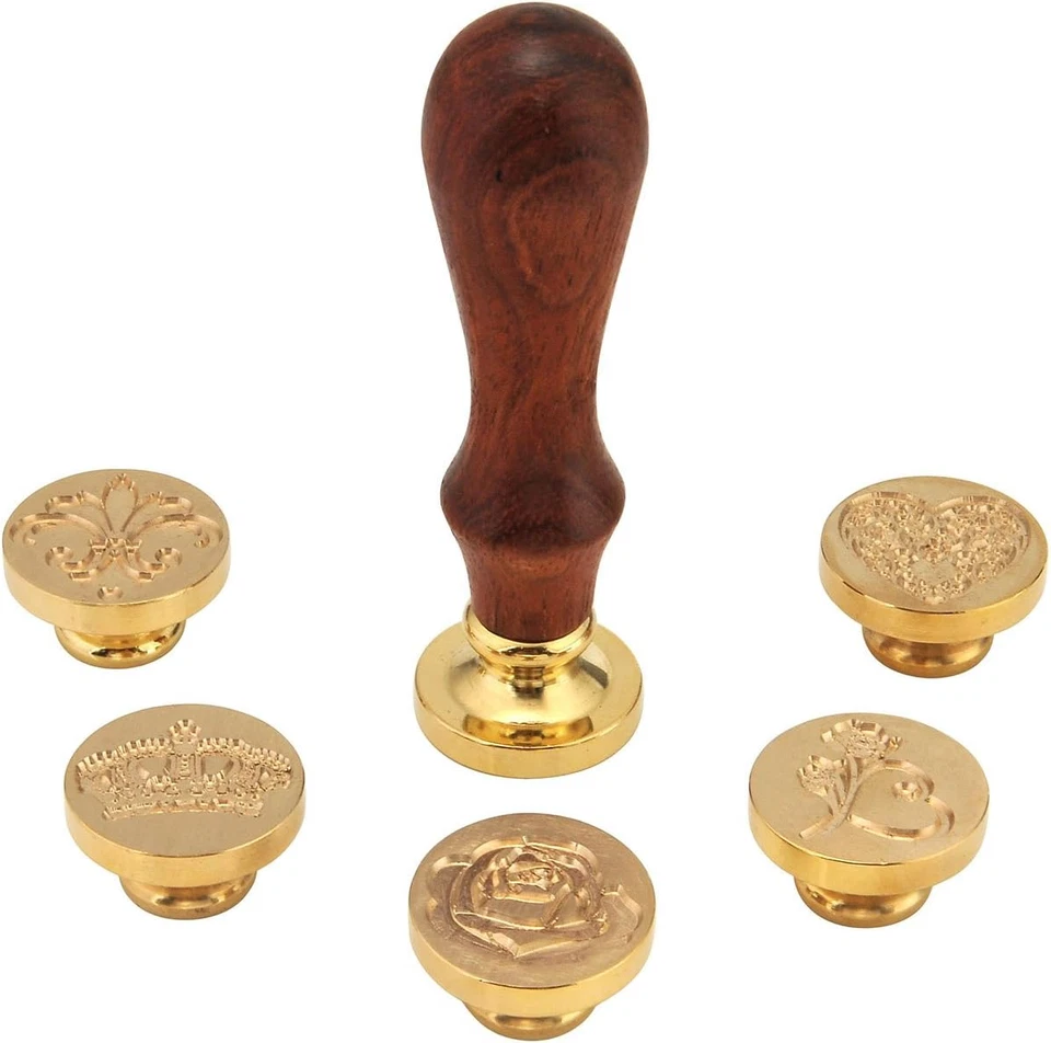 6 peças conjunto de selos de cera, selos românticos de cera de vedação de coroa de flores de coração de rosa Ki - Imagem 4 de 4