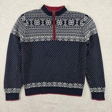 LL Bean Boys Vintage Fair Isle 1/4 Zip Pullov...