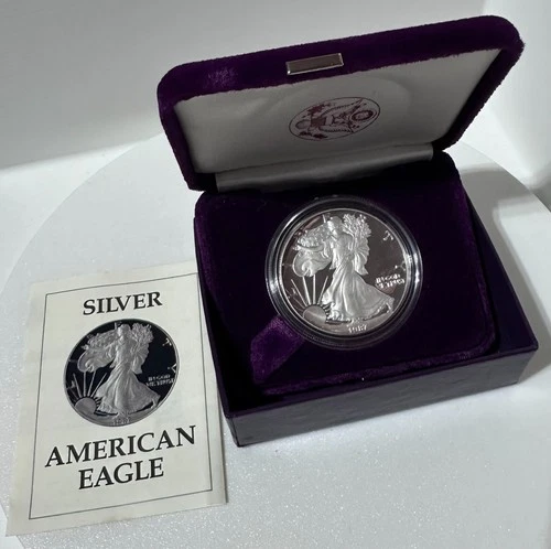 1987-S American Proof Silver Eagle w/ Box &Coa .