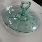 Uranium UV Depression Glass Diamond Glass Victory Pattern Center Handle Server