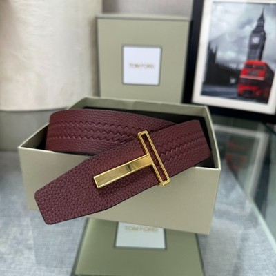 Authentic Tom Ford Reversible Leather T-Buckle Belt Luxury Designer Fashion