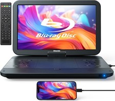 17.6" Portable Blu ray DVD Player with 15.6" 1080P HD Swivel Screen Dolby Audio