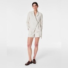 Spanx Carefree wrap blazer size XL cream belted crepe jacket 248